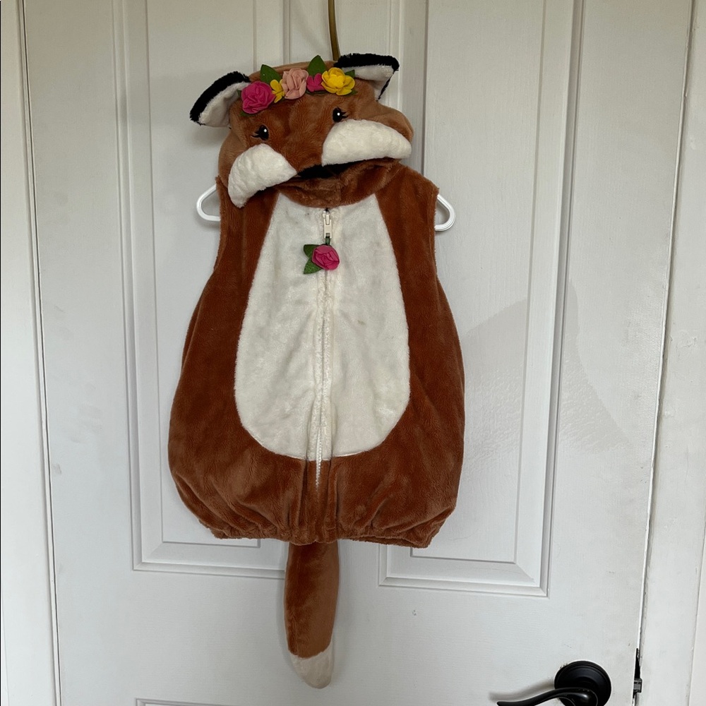 Charming Fox Costume for Kids with Floral Headband